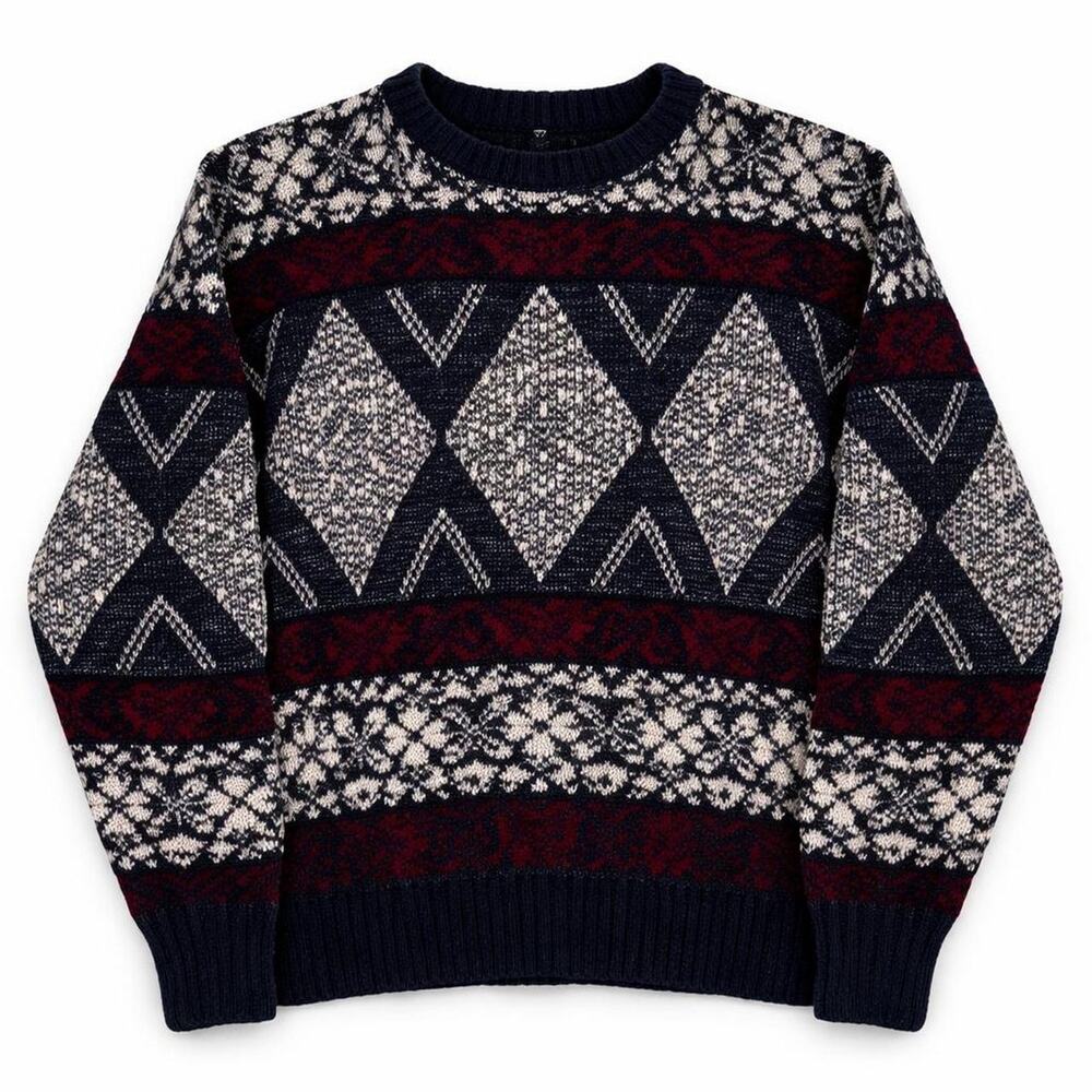 Ultra cozy classic grandpacore vintage method 90s knit sweater Nordic fair isle‎